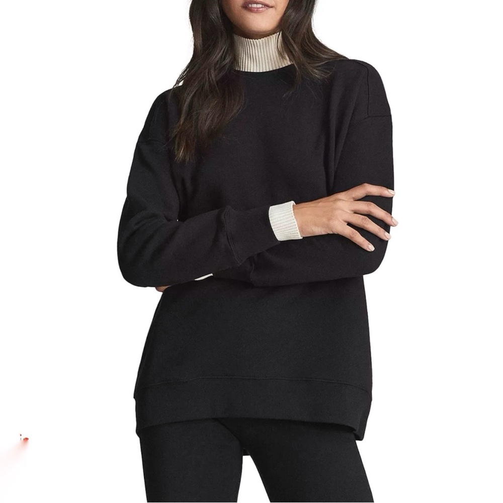 REISS BLACK TAN RIBBED TURTLENECK CUFFS ROBYN TUNIC SWEATER SWEATSHIRT - Picture 2 of 12